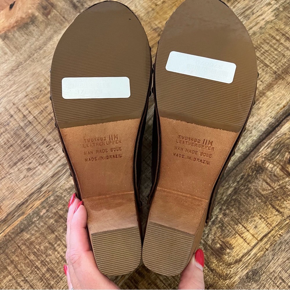 Vintage Brown Mules with Wooden Heel and Studded Detail - Picture 8 of 9